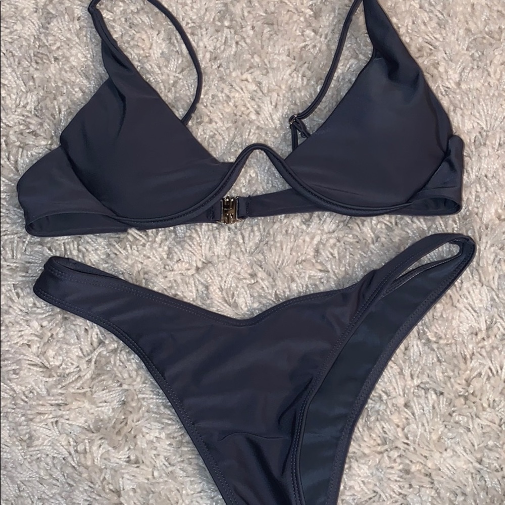 BRAND NEW grey scoop bikini top